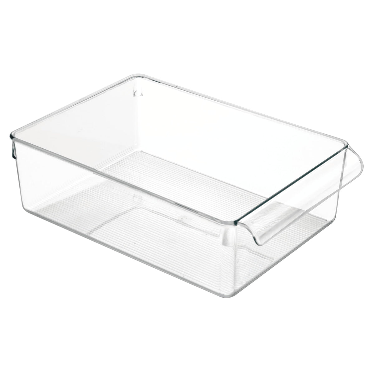 InterDesign Linus fridge bin with handle for quick, organized fridge access.
