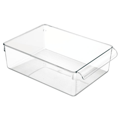 InterDesign Linus fridge bin with handle for quick, organized fridge access.