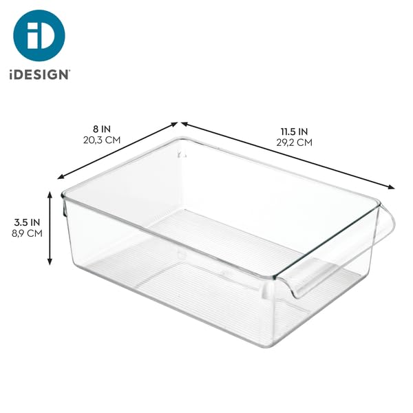 InterDesign Linus fridge bin with textured bottom prevents sliding during storage.
