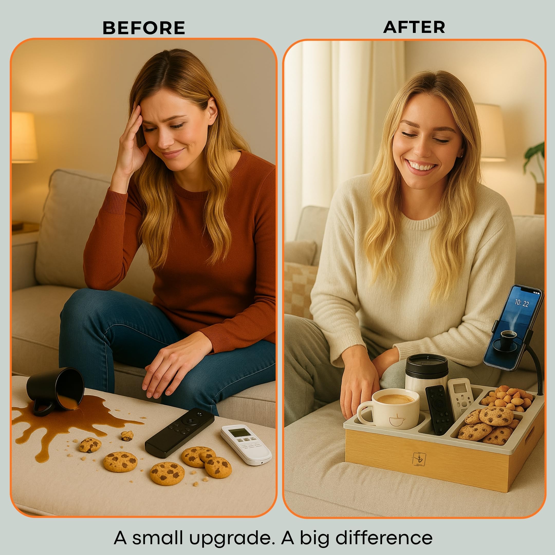 INDUCA Couch Caddy dishwasher safe silicone base for quick cleaning.