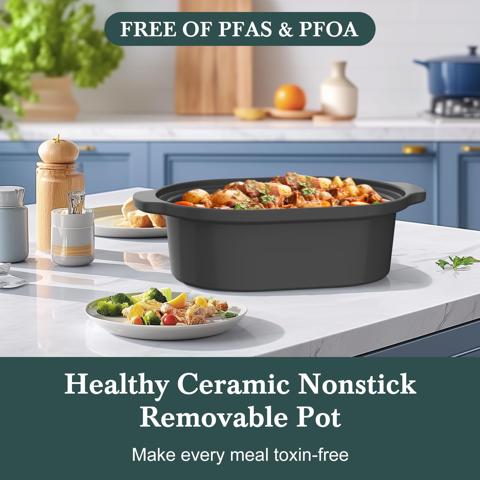 INDY VAC durable ceramic pot resists staining and chipping for daily use
