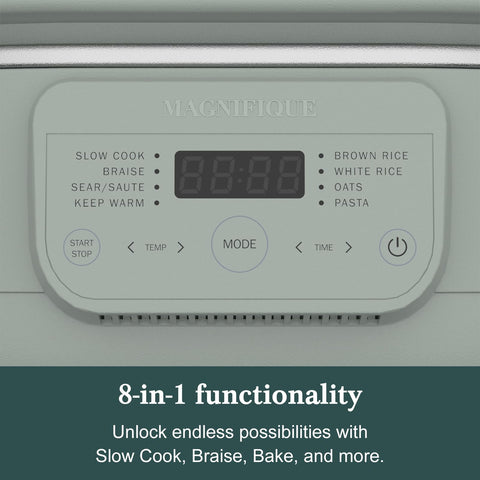 INDY VAC porcelain liner is oven-safe up to 450°F for versatile dishes.