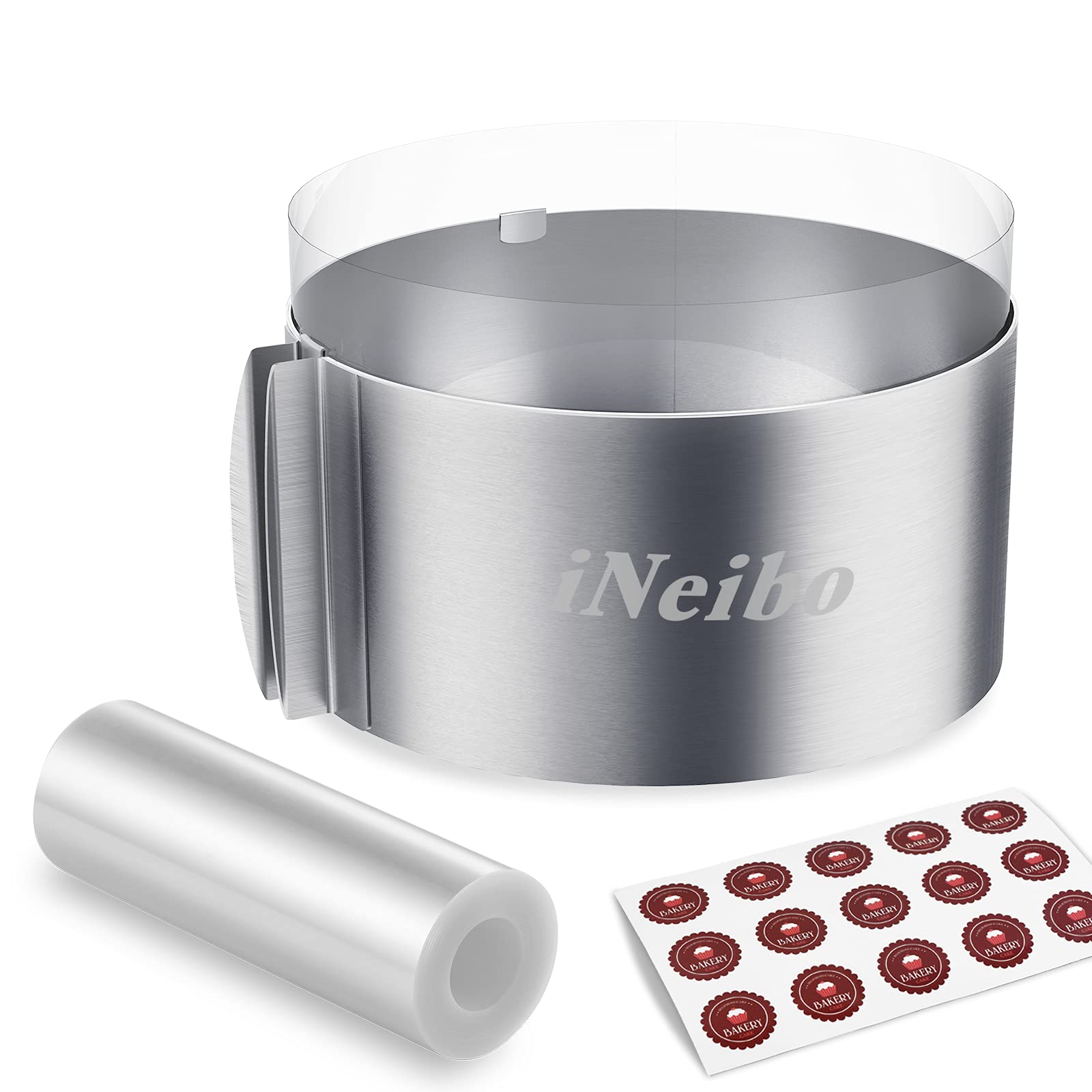 iNeibo adjustable cake ring for versatile 6–12 inch cakes.