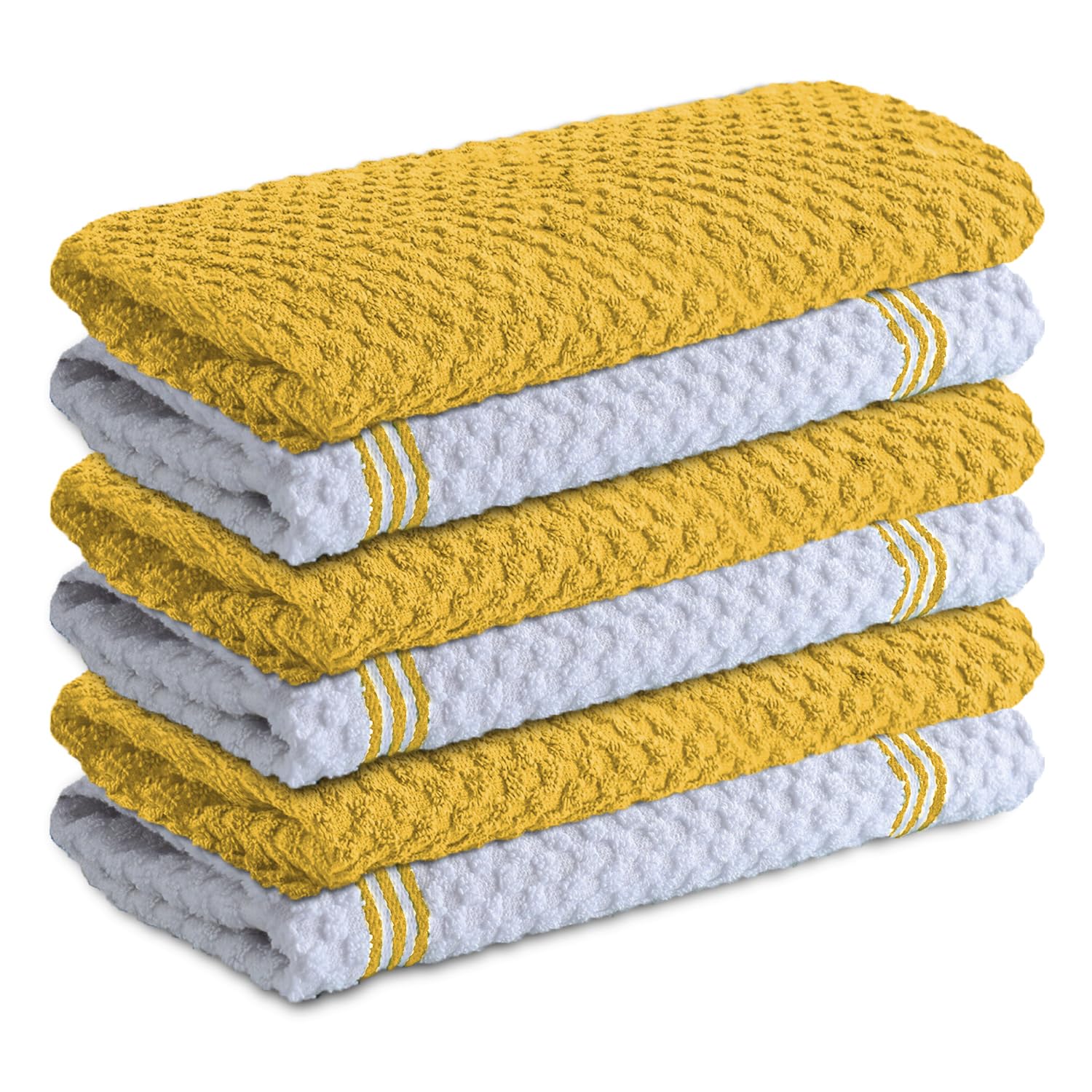 Infinitee Xclusives radiant yellow tea towel folded for quick kitchen drying.