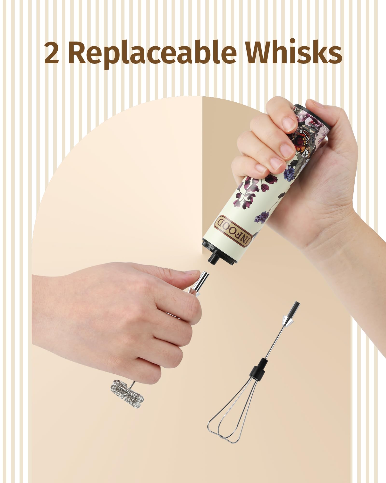 INFOOD milk frother 13,000 RPM motor delivers quick, silky foam.