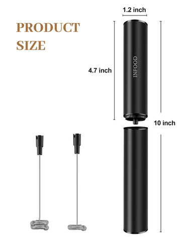 INFOOD milk frother compact, portable for home, office, travel.