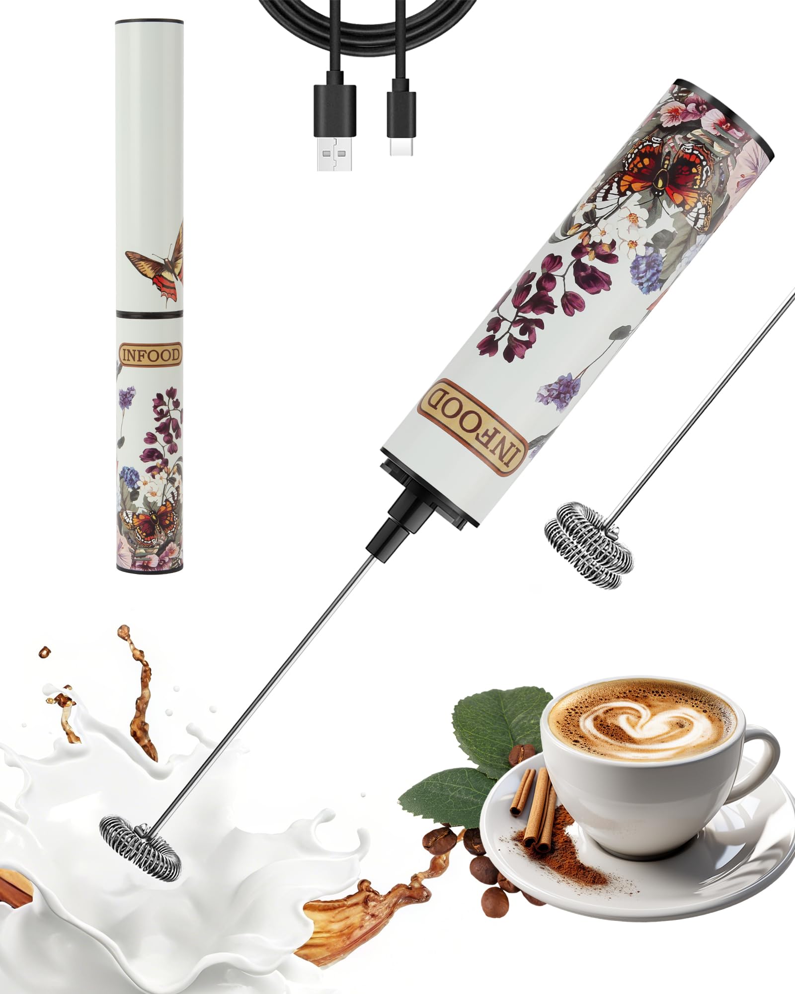 INFOOD milk frother cover elevates kitchen aesthetics with a stylish floral motif