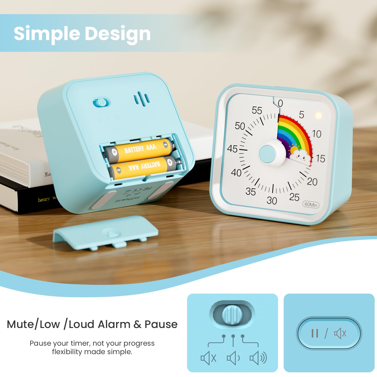 InfPokid kid-friendly timer is portable for home, school, and trips