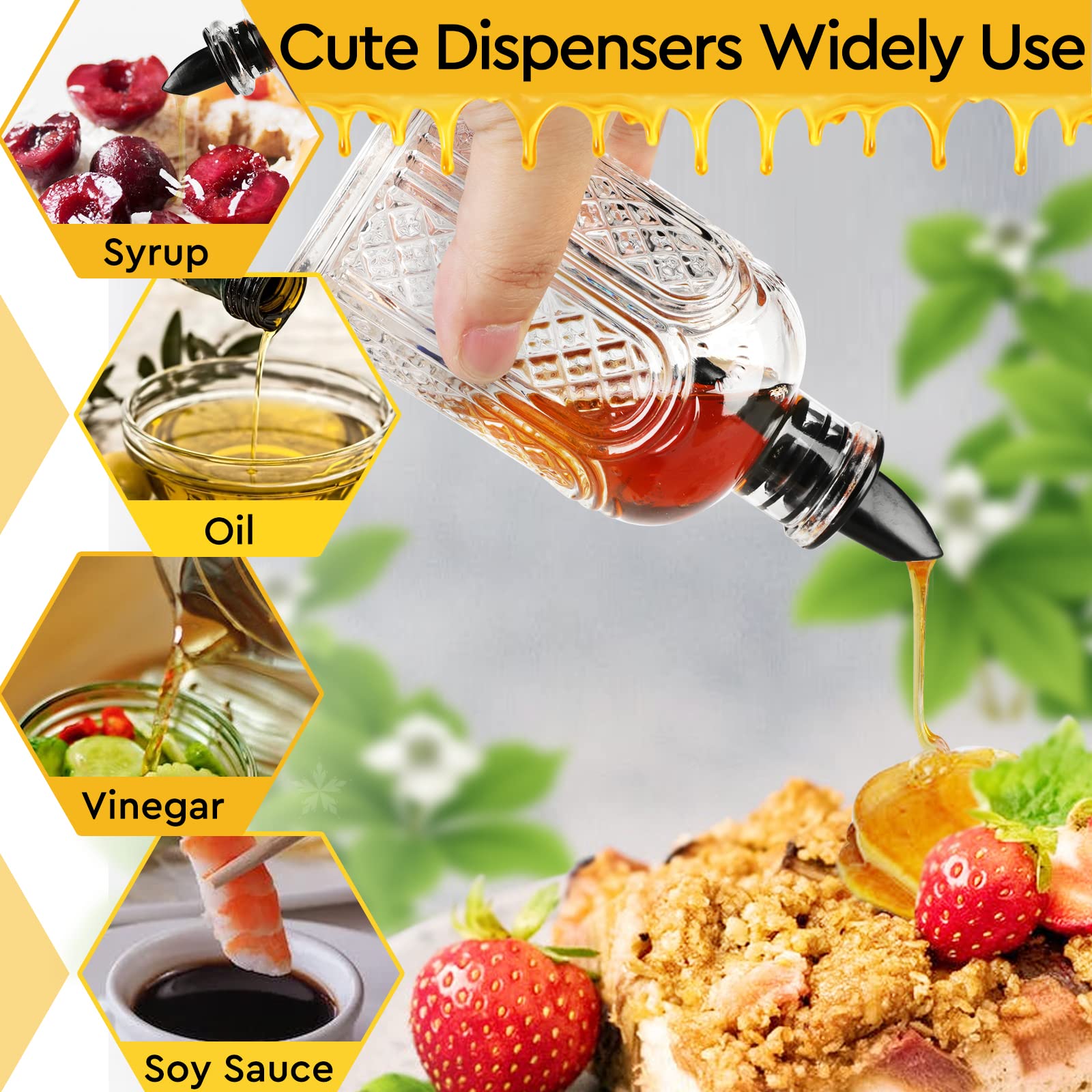 INFTYLE glass syrup bottle with dust cap for clean, spill-free pouring.