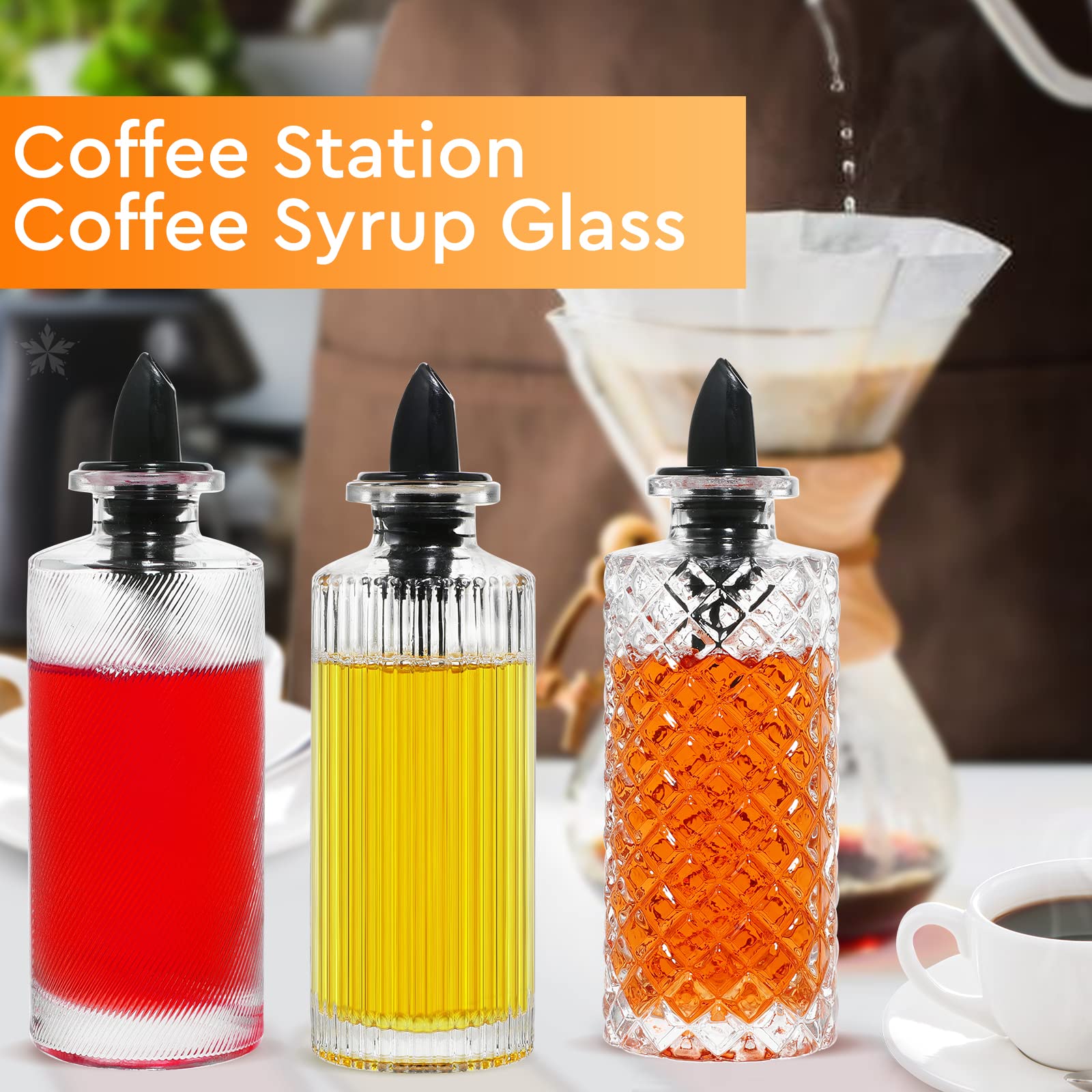 INFTYLE labels for syrup bottles help organize flavors.