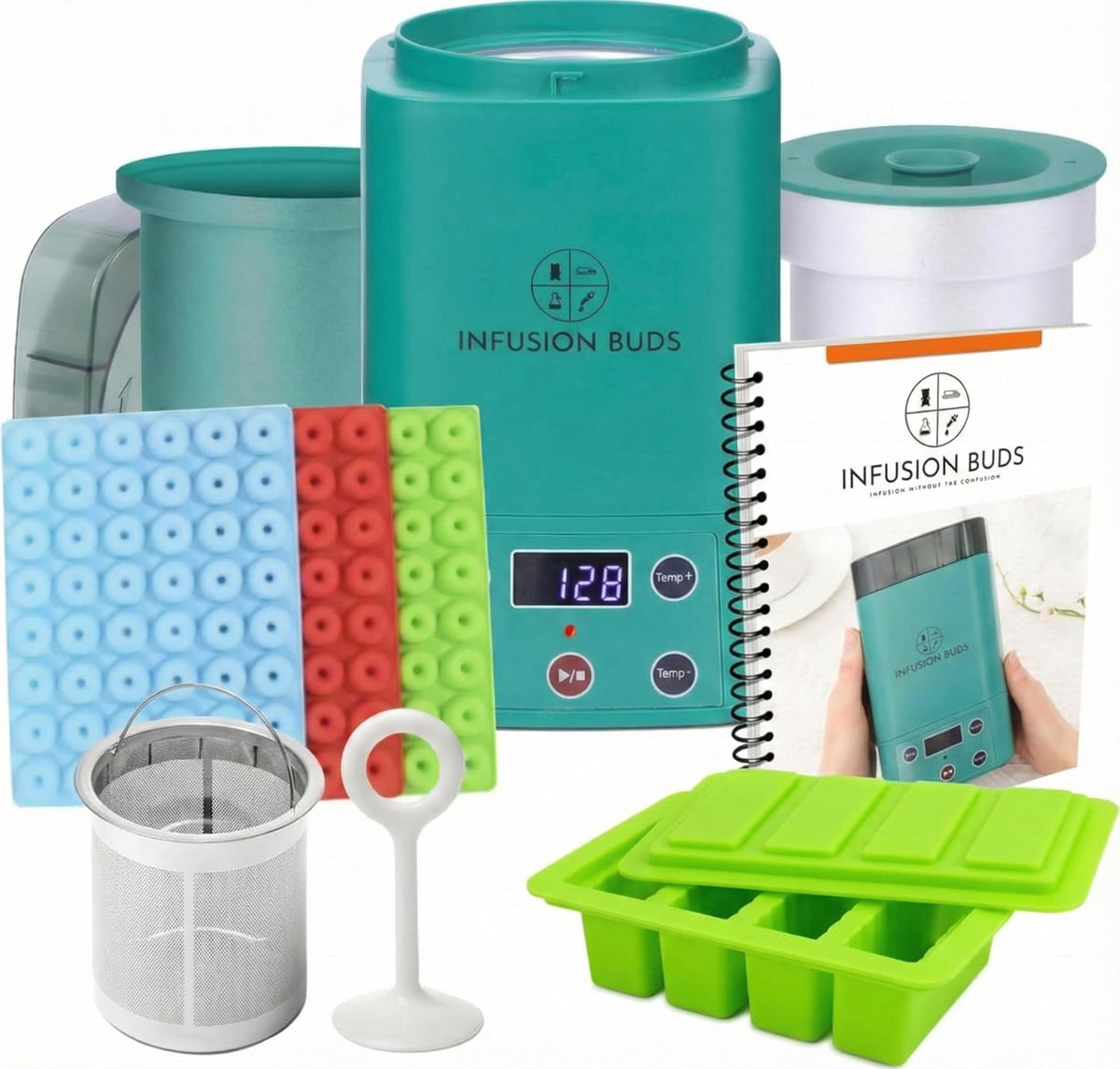 Infusion Buds 2in1 top view shows compact kitchen-friendly device.