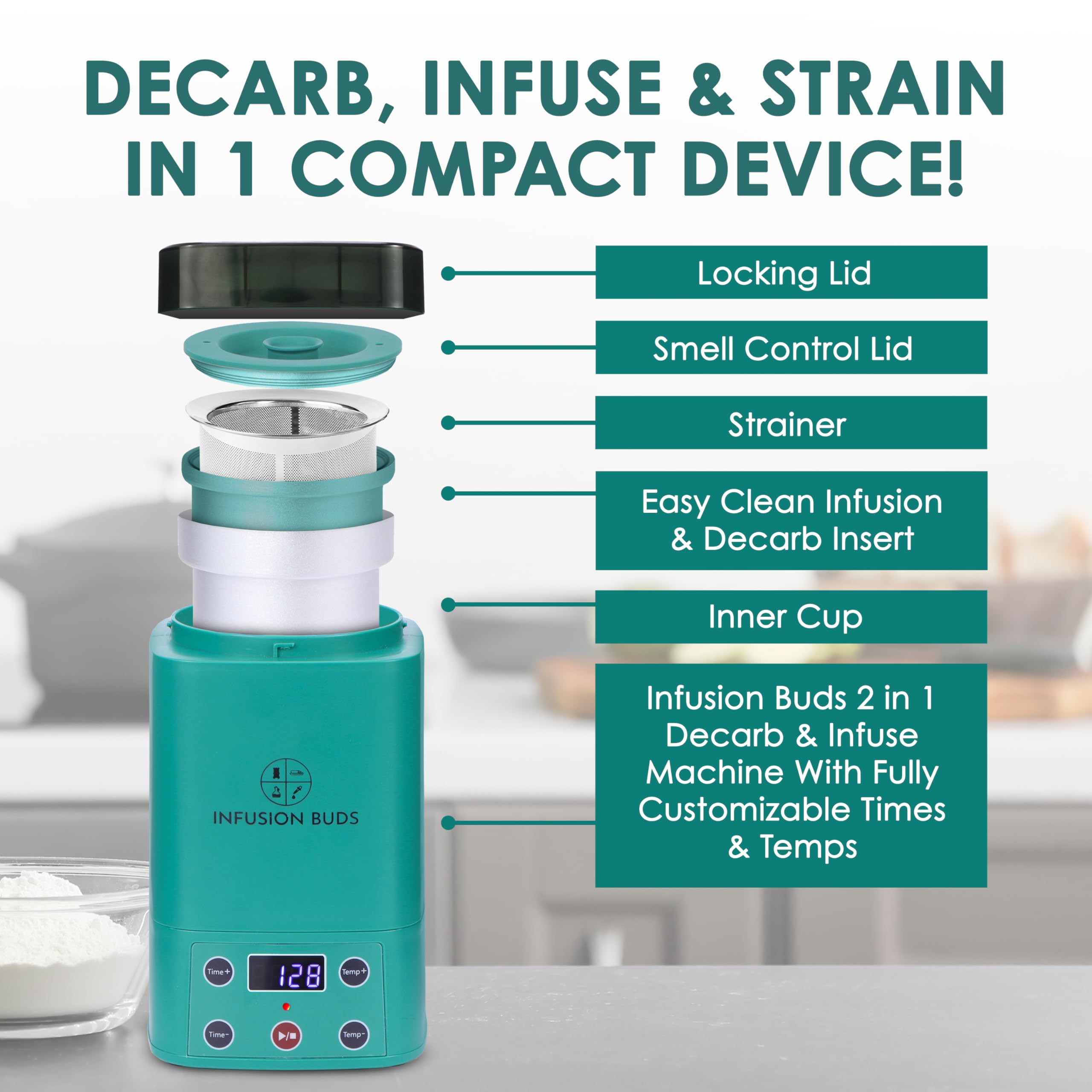 Infusion Buds decarb and infuse function close-up demonstrates simple operation.