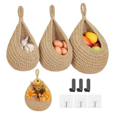 INJORAN teardrop wall-hanging fruit basket for kitchen storage.