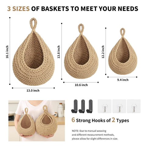 INJORAN natural cotton rope baskets with boho farmhouse charm.