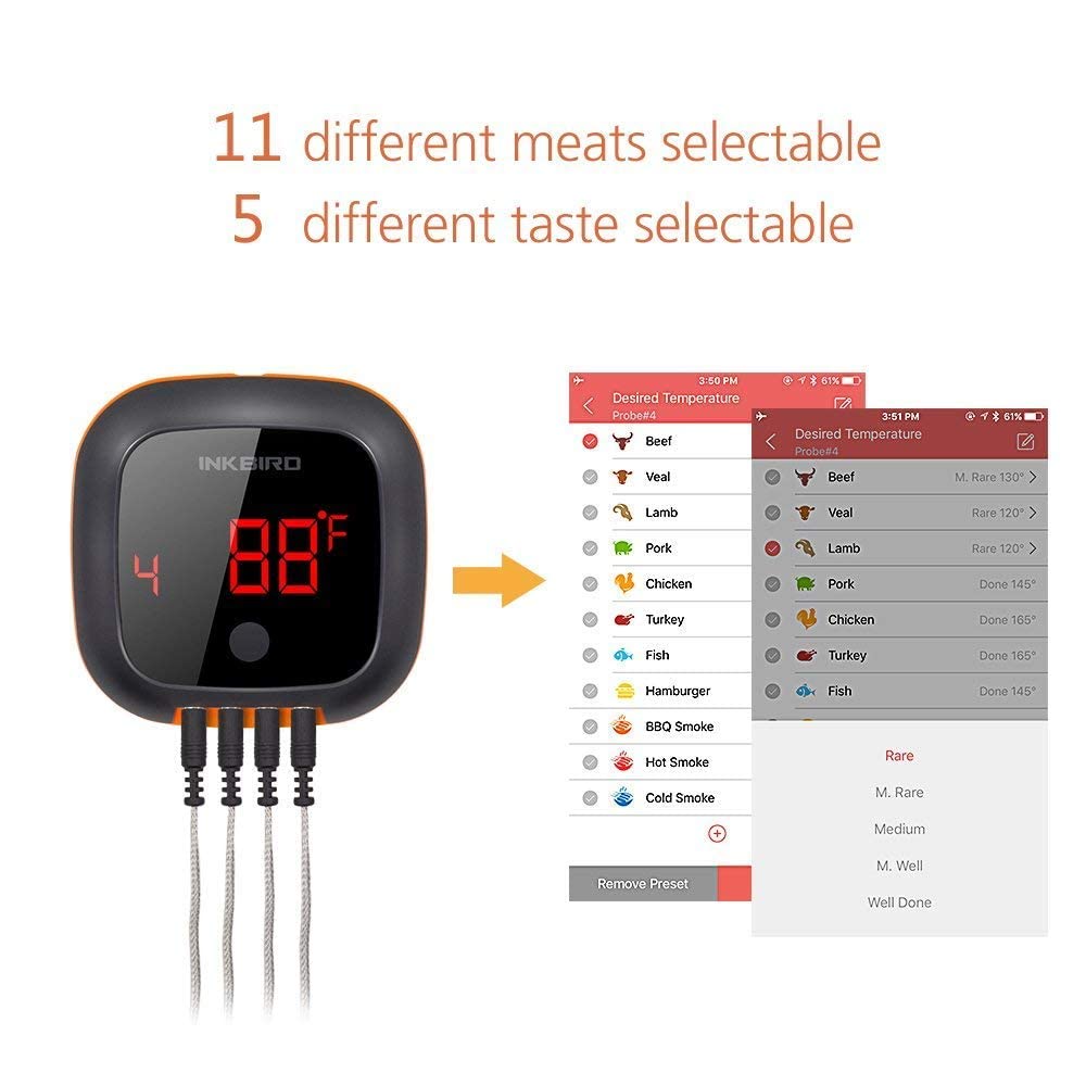 Ambient probe enables ambient temperature tracking for better cooking accuracy.