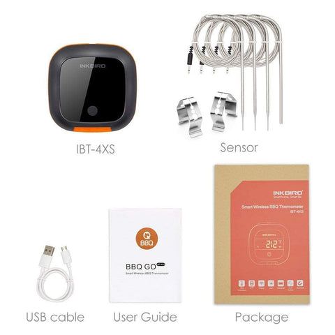 Bluetooth app shows temperature graphs for cooking trends.