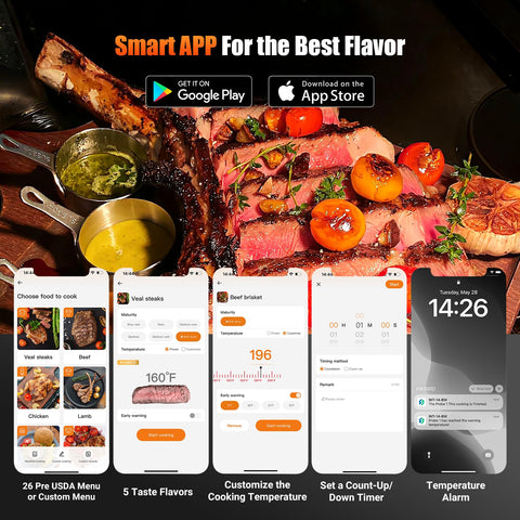 Inkbird INT-14-BW IP-rated waterproof probes for easy cleanup.