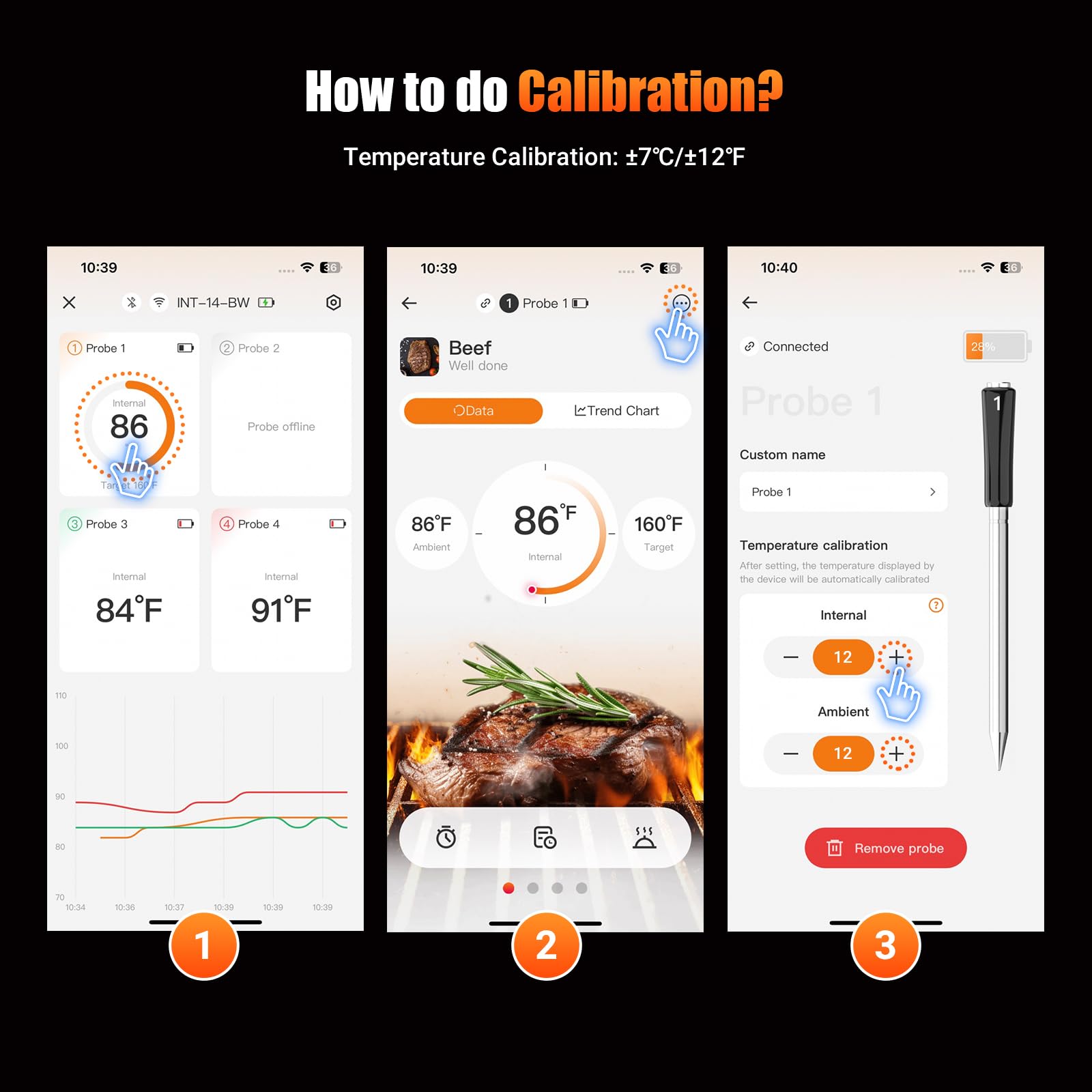 Inkbird INT-14-BW offline storage and app sync for smart cooking.