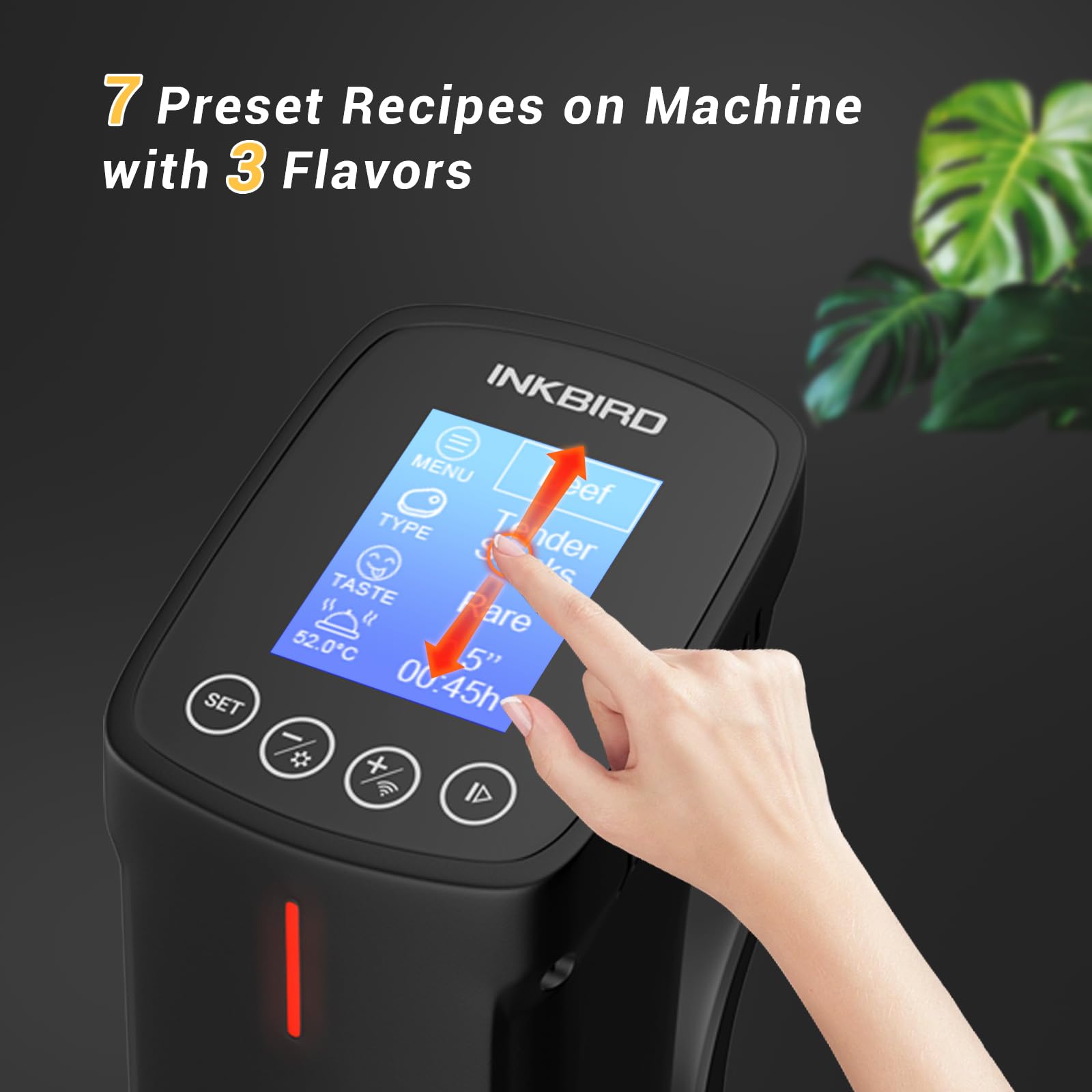 Inkbird ISV-100W precision control with LCD touch display for easy setup.