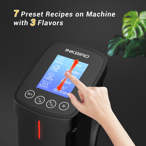 Inkbird sous vide cooker temperature range shows 77 to 210 degrees for versatile cooking