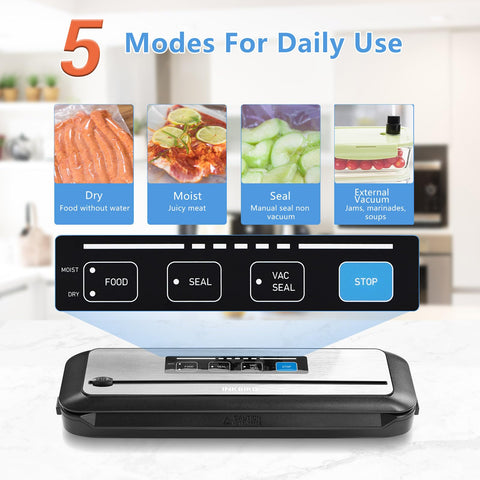 Inkbird vacuum sealer in dry mode ideal for dry meats and snacks.