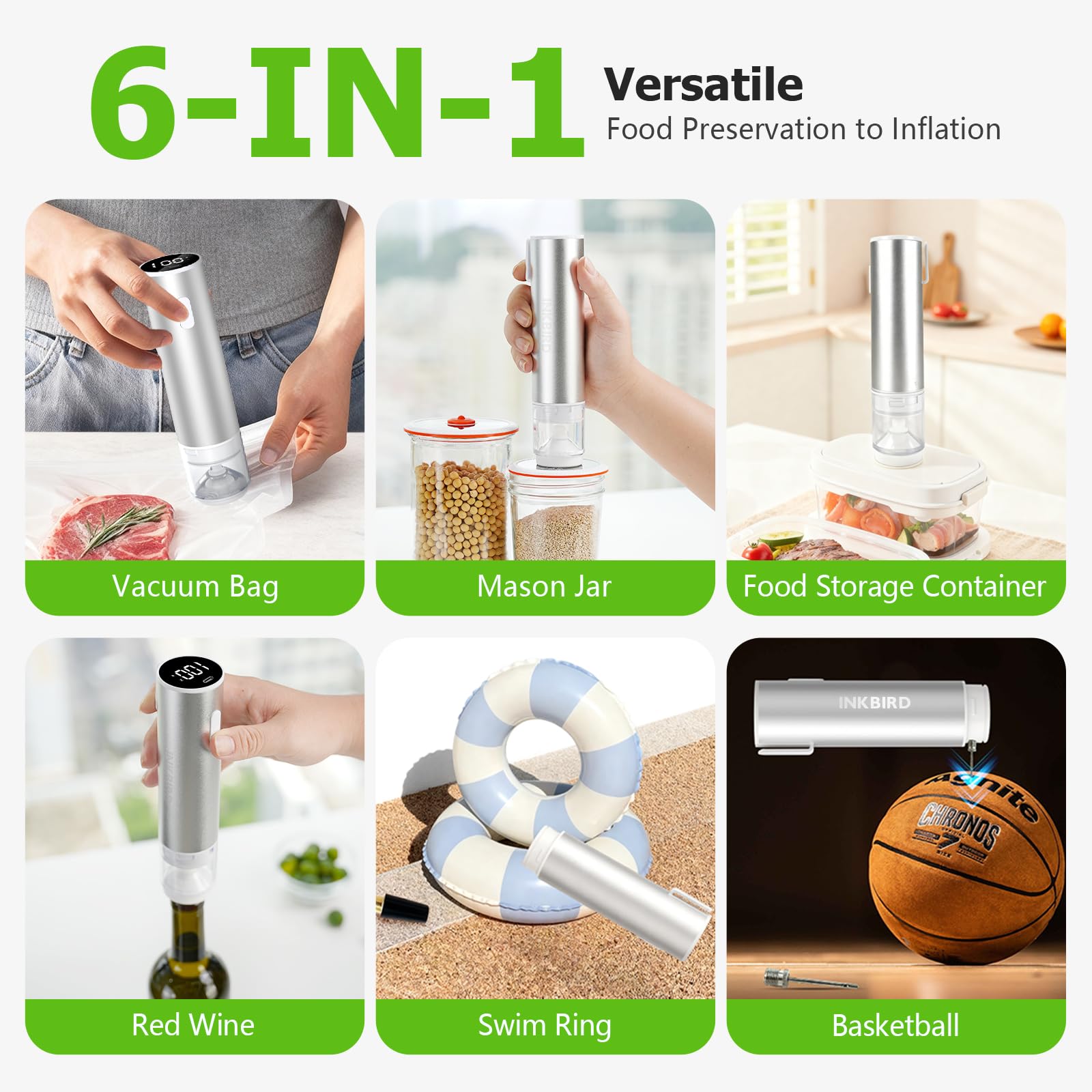 Inkbird vacuum sealing a liquid-rich bag to preserve juices