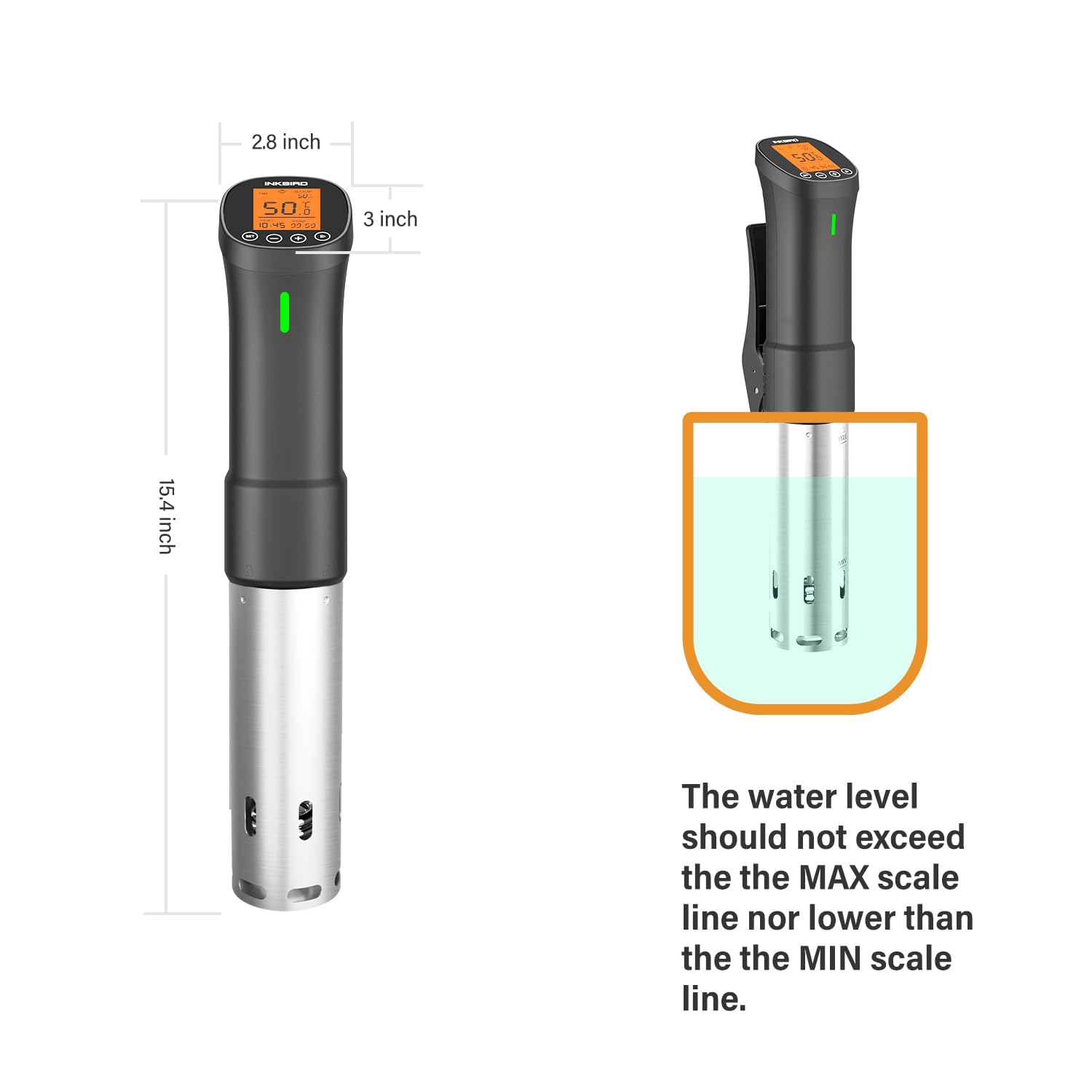 INKBIRD water level alarm communicates safety with auto-stop guidance.