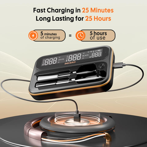 Inkbird WiFi thermometer battery pack quickly rechargeable for long sessions