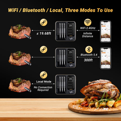 Inkbird app display shows real-time temps for precise grill control.