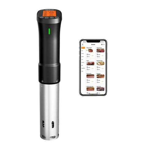 InkSous WiFi sous vide cooker front view highlights durable stainless steel