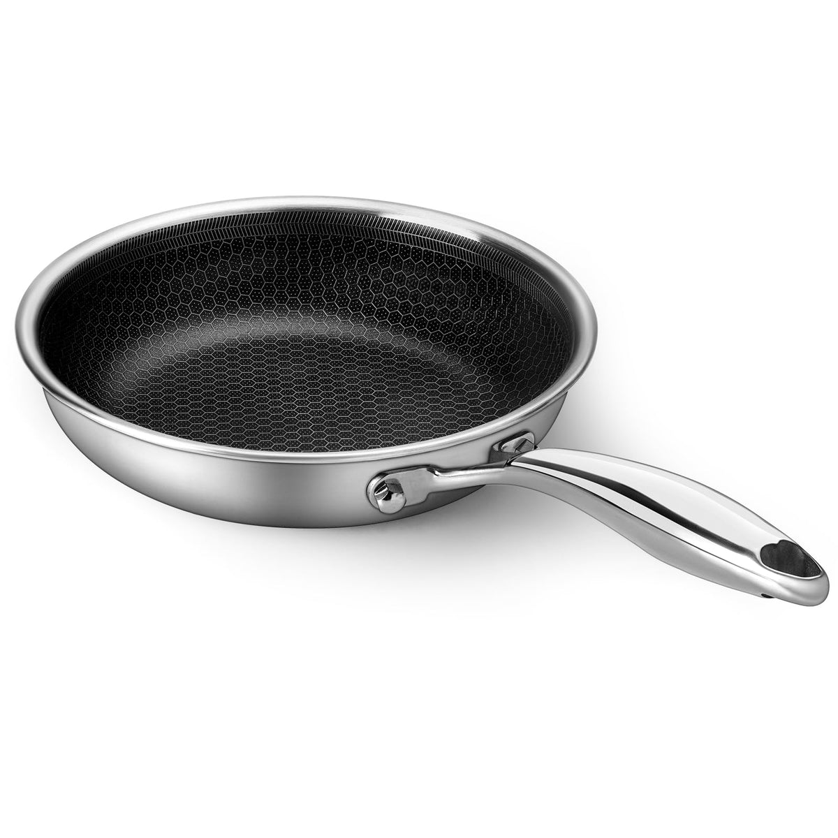 Innerwell 8-inch pan with honeycomb bottom improves heat spread for eggs and omelettes.
