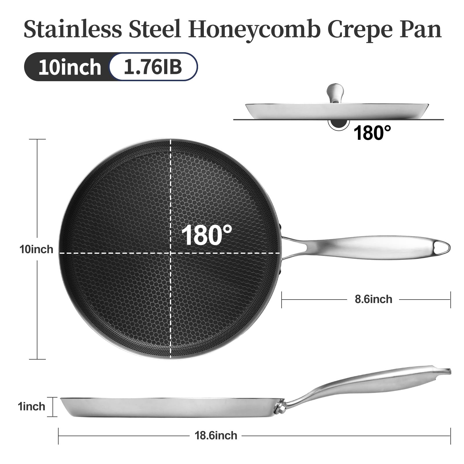 Innerwell crepe pan 1-inch raised edge prevents spills