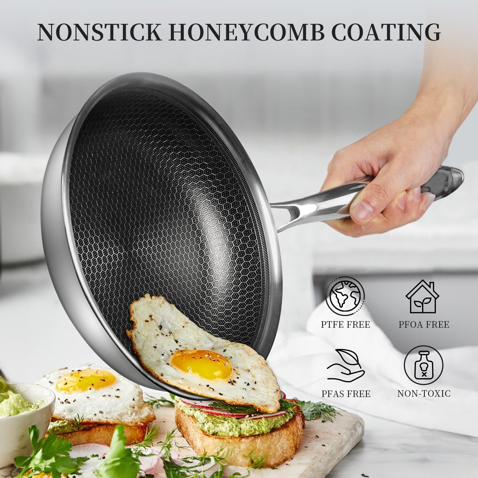 Innerwell crystal-dots heating surface optimize even heat during stir-frying.