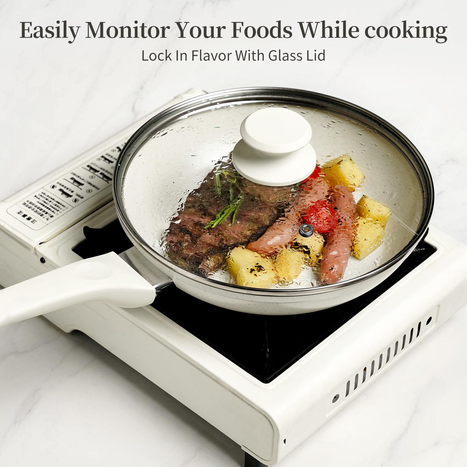 Innerwell transparent glass lid to monitor food while cooking.
