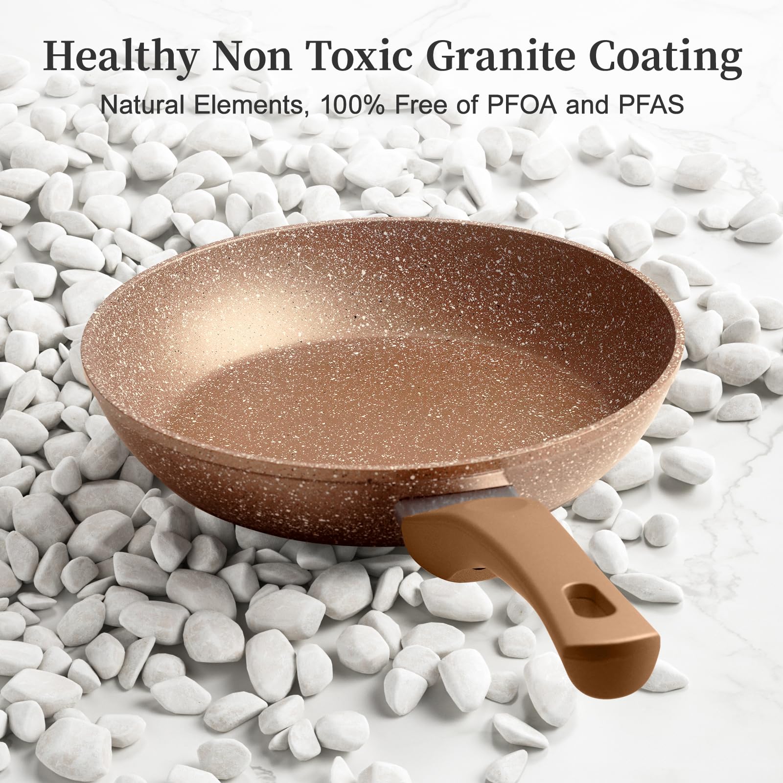 Innerwell granite 3pc omelette pan 9-5in with lid ideal for fluffy omelettes.