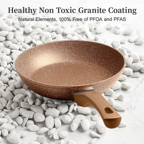 Innerwell granite 3pc omelette pan 9-5in with lid ideal for fluffy omelettes.