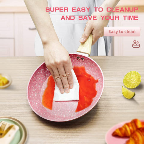 Nonstick coating on Innerwell pink egg pan for quick, effortless release.