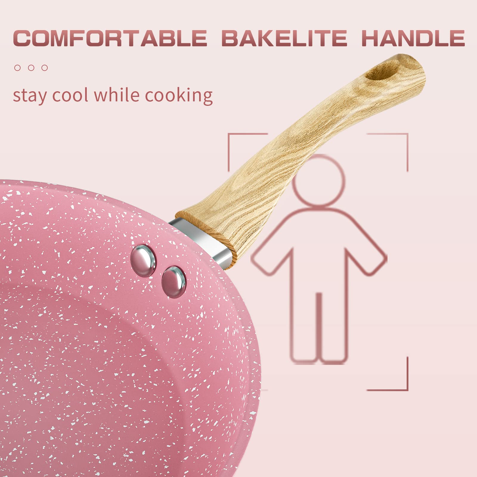 Innerwell 11-inch pan features an imitation wood handle for a comfortable grip.