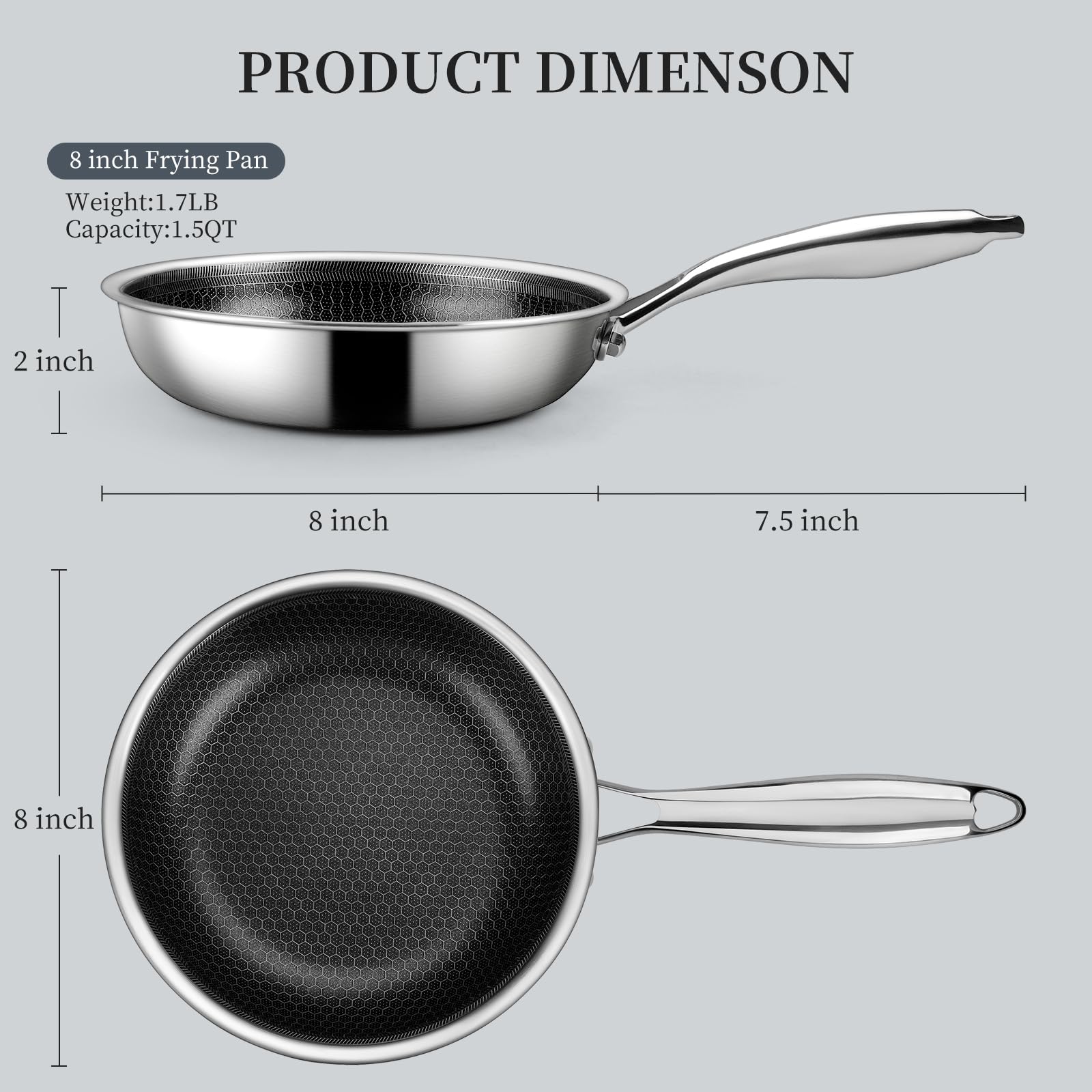 Innerwell stainless-steel-core pan design delivers durability across all stovetops.