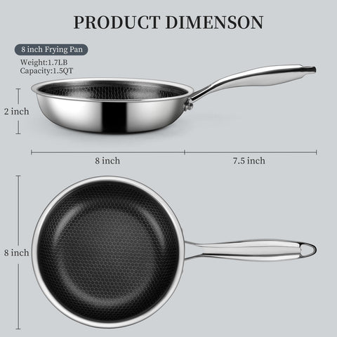 Innerwell stainless-steel-core pan design delivers durability across all stovetops.