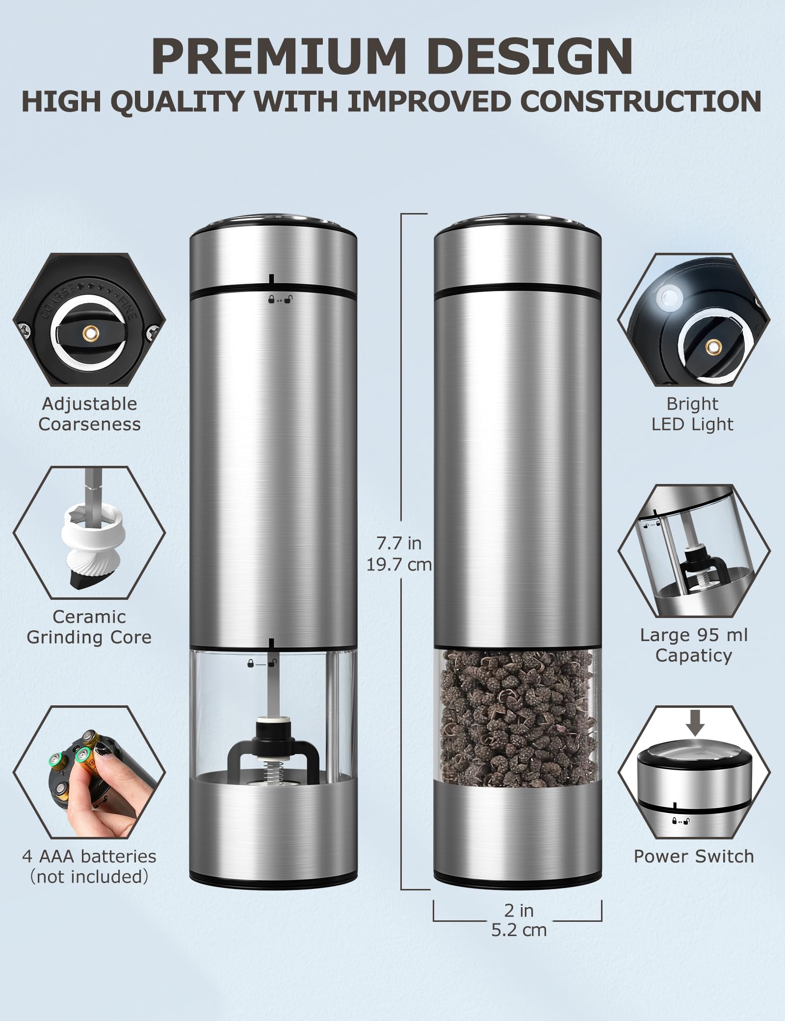 innhom electric salt grinder battery operated for cordless convenience and portability