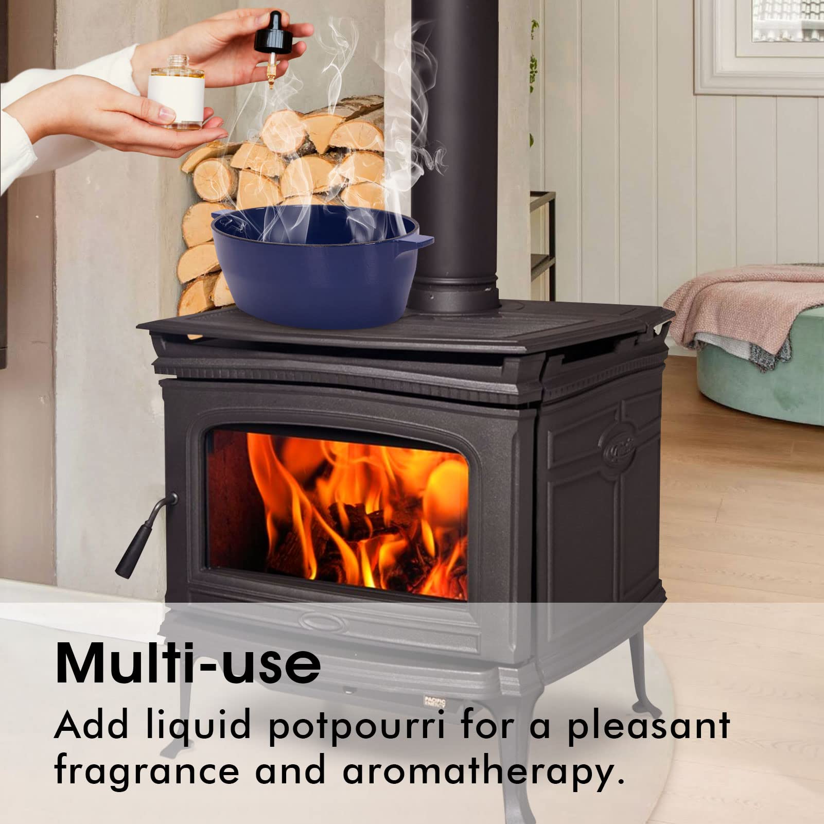INNO STAGE Wood Stove Steamer 2.5qt capacity supports longer use and aroma-friendly options.