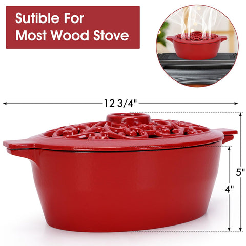 INNO STAGE red cast iron humidifier with side handles for easy lifting.