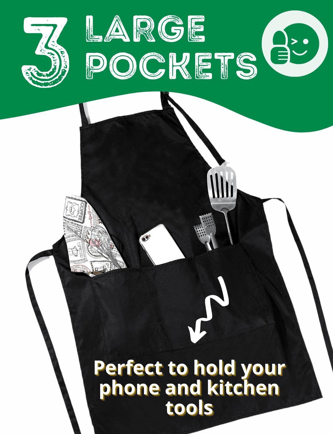 InnoBeta front pockets apron, keeps phone and pens within easy reach.
