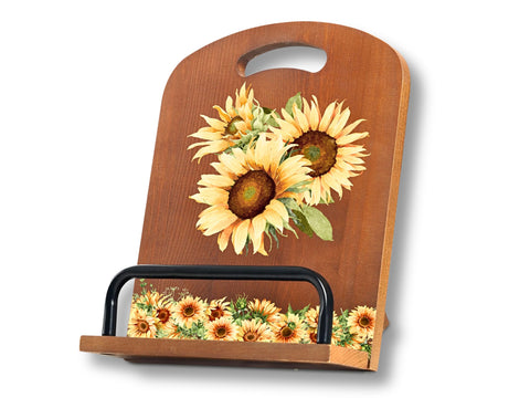 InnoBeta Sunflower cookbook stand on counter keeps recipes at eye level.