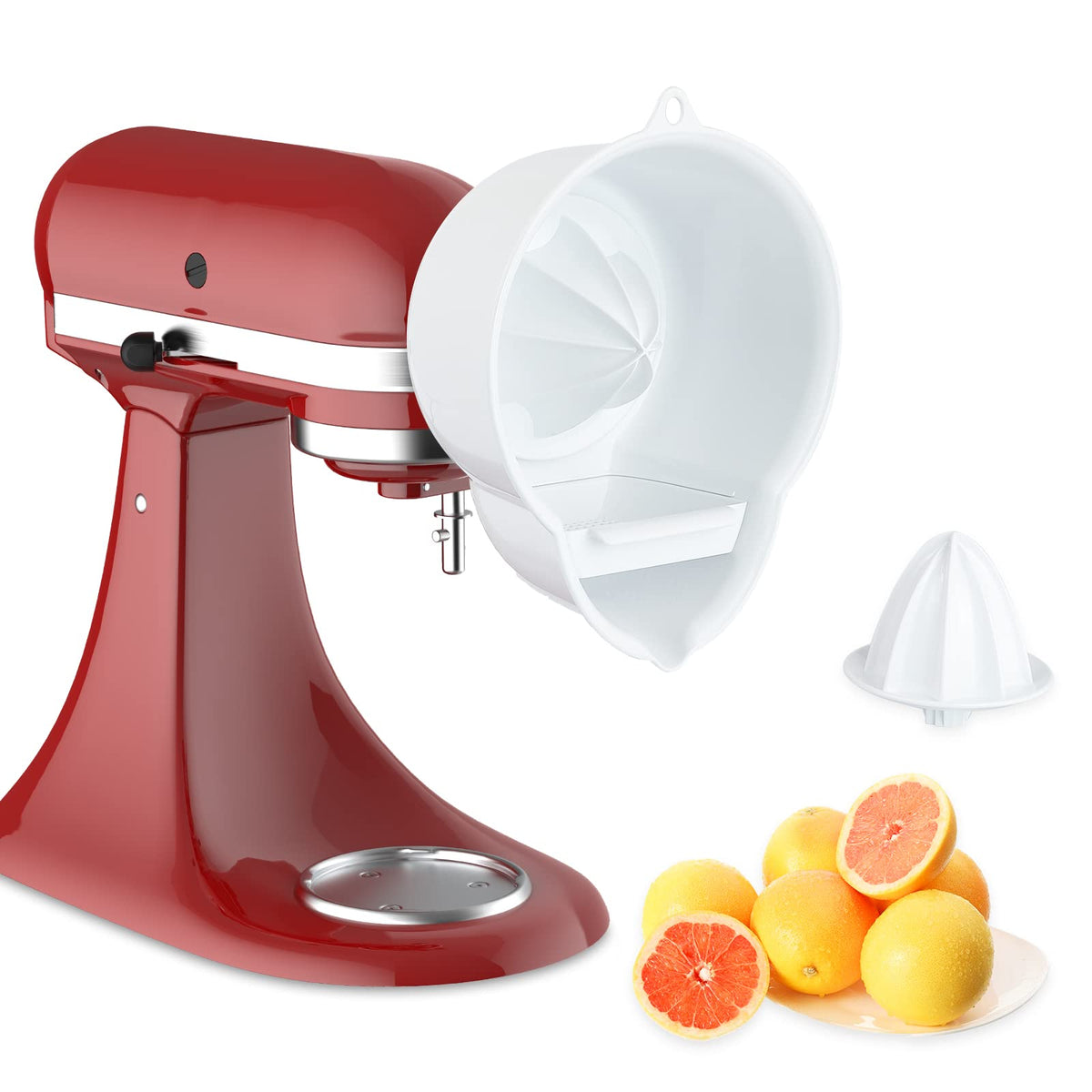 InnoMoon juicer attachment on KitchenAid hub enabling easy mixer attachment and juicing