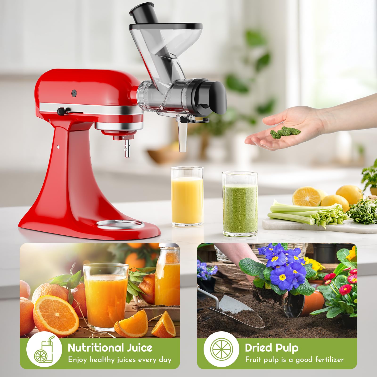 InnoMoon leafy greens juicing with dual feed for smooth, nutrient-rich juice.