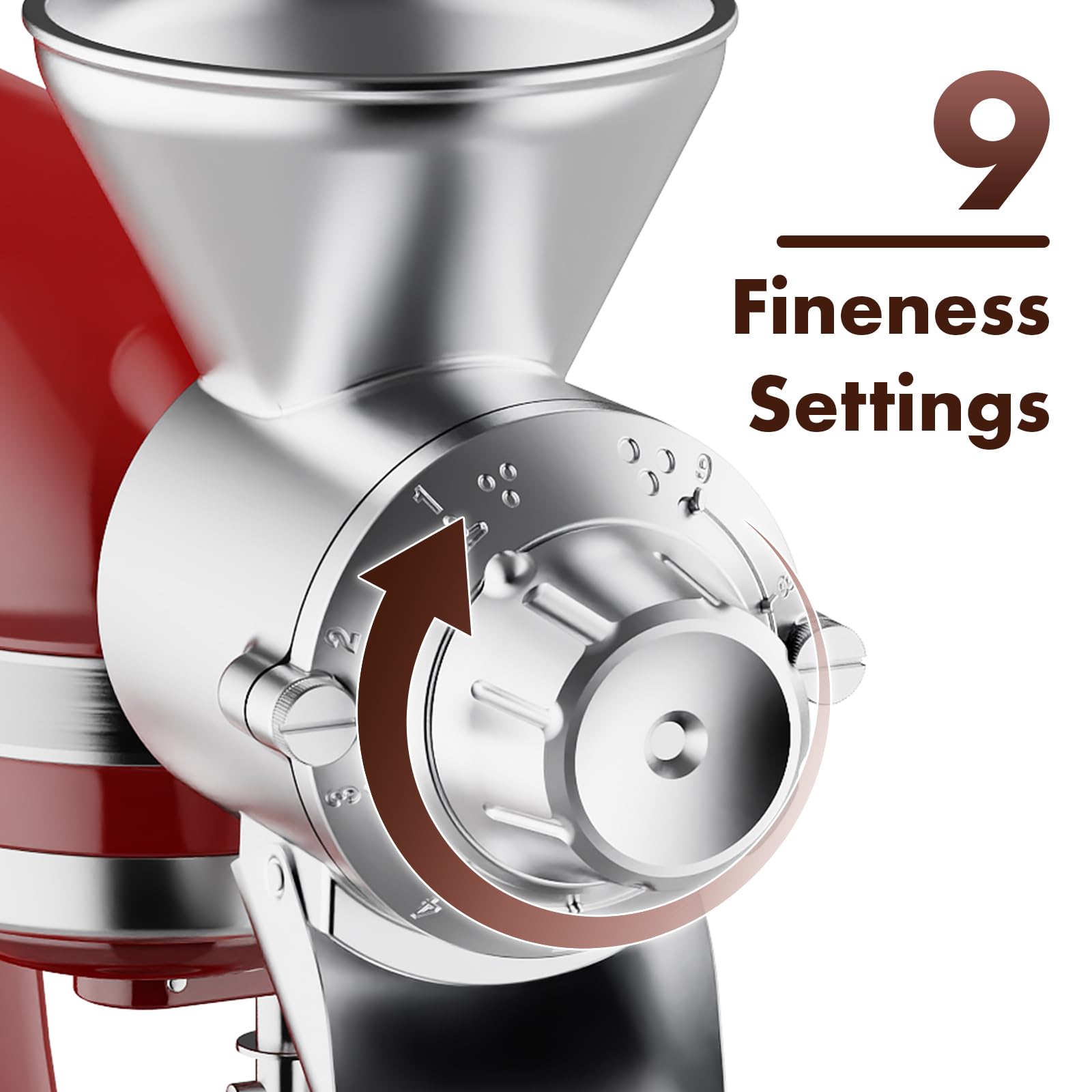 InnoMoon grain mill dial with nine levels for coarser to finer flour