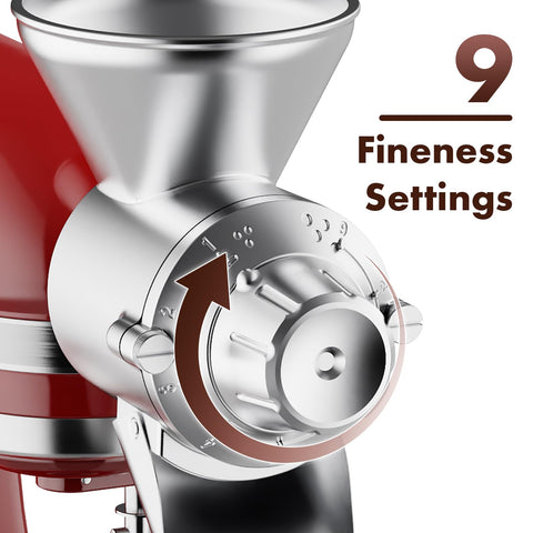 InnoMoon grain mill dial with nine levels for coarser to finer flour