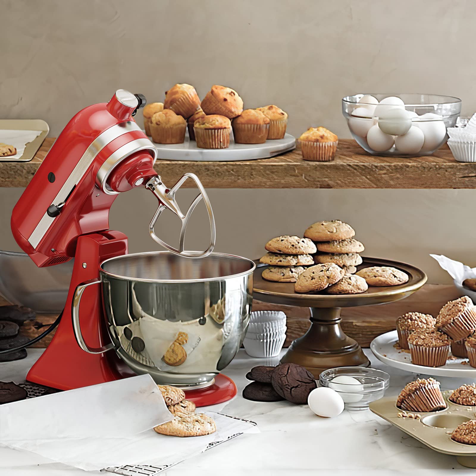 InnoMoon paddle attachment reaches the bottom of the bowl for thorough mixing.